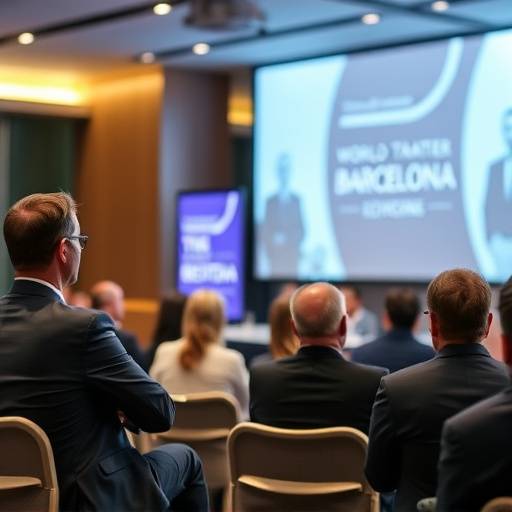 Fotografía de un evento corporativo con un panel de oradores en el World Trade Center de Barcelona.